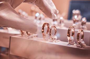 Gold rings arranged for careful examination